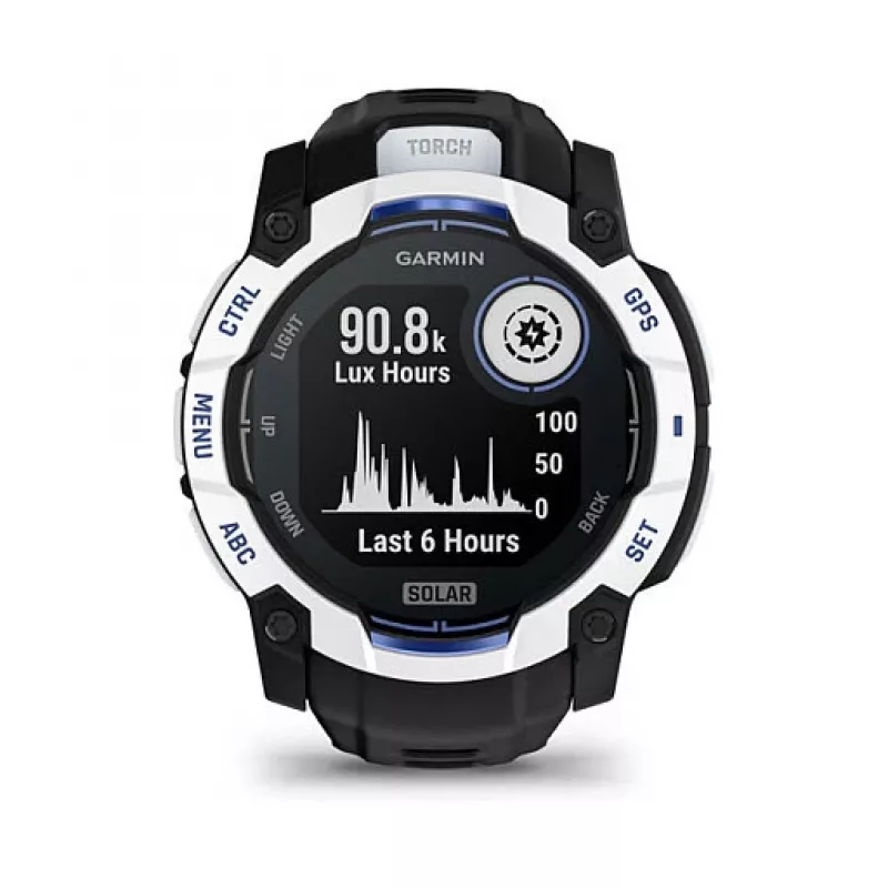 Smartwatch GARMIN Instinct 3,05 cm (1,2 pulgadas) AMOLED 45 mm 390x390 px pantalla táctil Negro Blanco GPS 4 GB 53 g correa de silicona