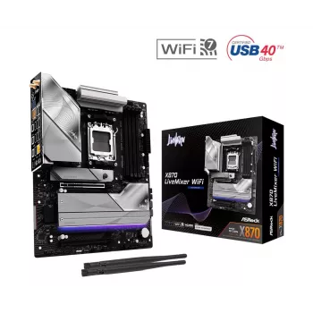 Placa base ASROCK X870 (socket AM5, ATX, DDR5, 4 ranuras de memoria, X870LIVEMIXERWIFI)