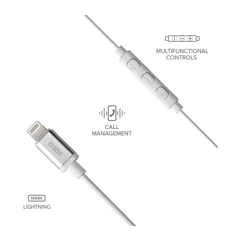 SBS TEINEARLIGHTW - Auriculares - In-Ear - Llamadas y música - Blancos - Botón - Botones
