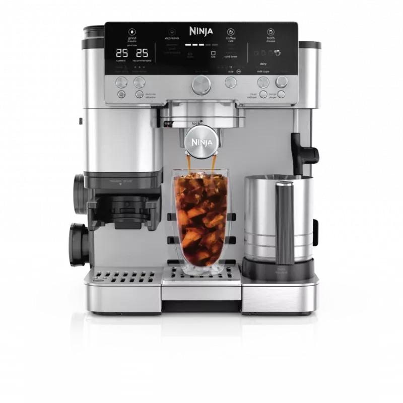 Cafetera espresso Ninja ES601EU — depósito de agua de 2 L, capacidad de 1 taza, negra/acero inoxidable
