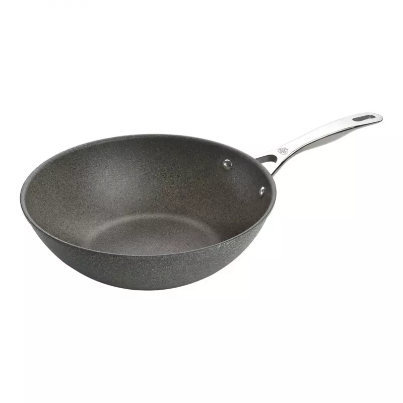Wok Ballarini 75002-815-0 redondo antracita 30 cm, aluminio, antiadherente de granito/titanio de 6 capas