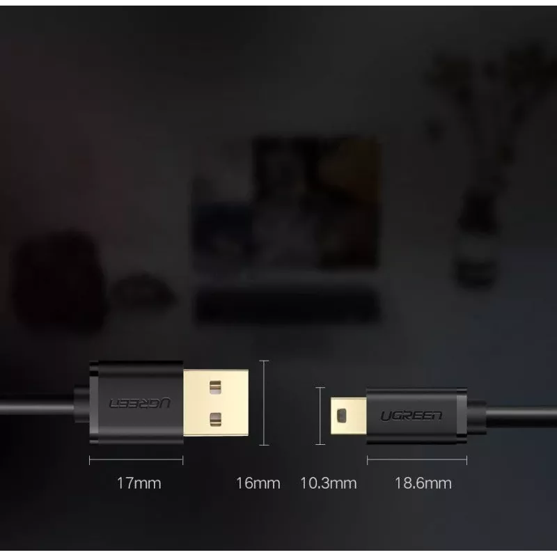 Cable de datos USB UGREEN Thunderbolt a miniUSB 2 m negro
