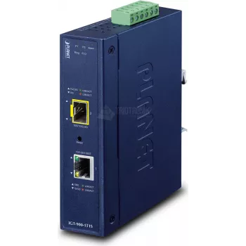 Convertidor de medios de red PLANET Industrial 1 puerto azul SFP IP30