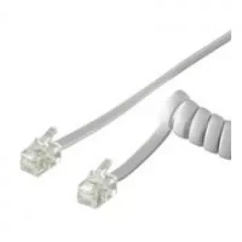 Wentronic Goobay cable espiral para auricular de teléfono CCA (aluminio con baño de cobre), blanco, 2 m - conector macho RJ10 (4P4C) a conector macho RJ10 (4P4C) (50246)