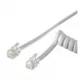Wentronic Goobay cable espiral para auricular de teléfono CCA (aluminio con baño de cobre), blanco, 2 m - conector macho RJ10 (4P4C) a conector macho RJ10 (4P4C) (50246)