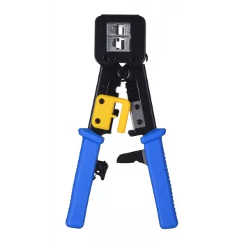 Alicate de crimpado Alantec NI040 para conectores RJ-45, estructura de acero, mangos de plástico, negro/azul
