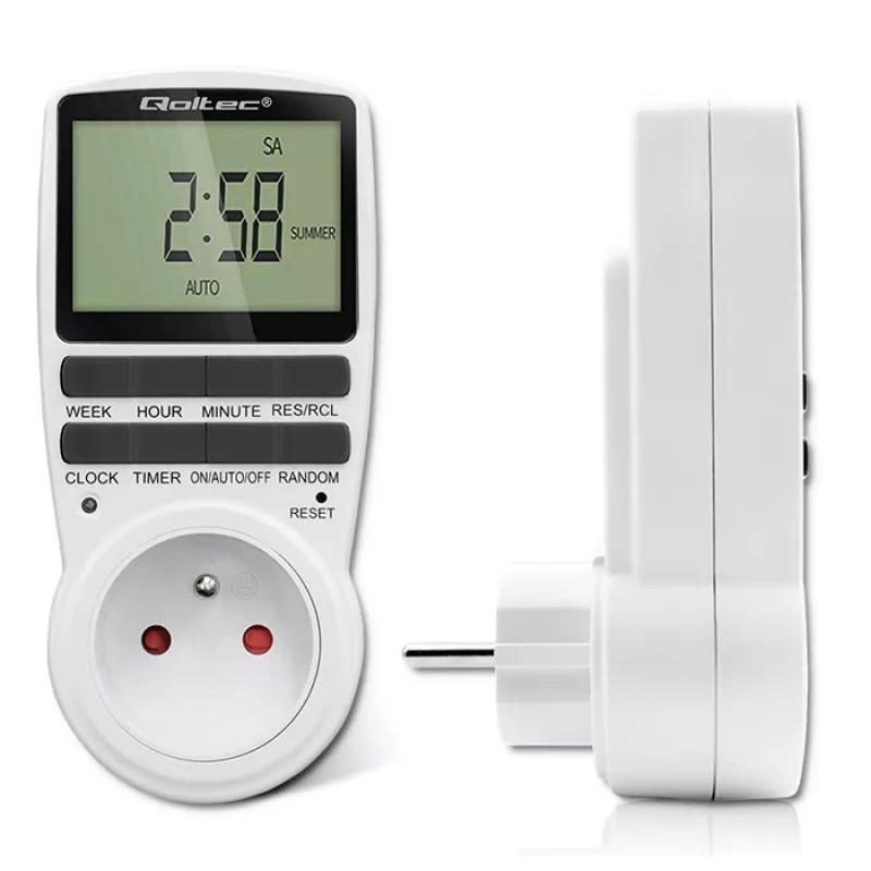 Temporizador electrónico QOLTEC PC0628 con pantalla LCD, cuenta atrás de 24 horas