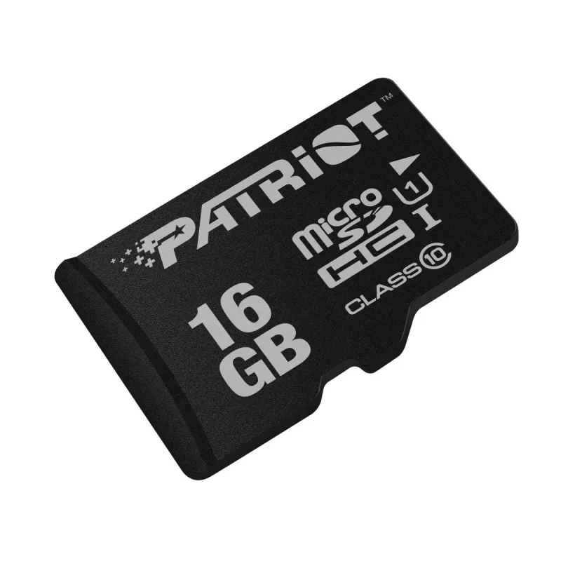 Tarjeta de memoria MicroSDHC PATRIOT PSF16GMDC10 — 16 GB, Class 10, UHS-I (U1), 80 MB/s, negro