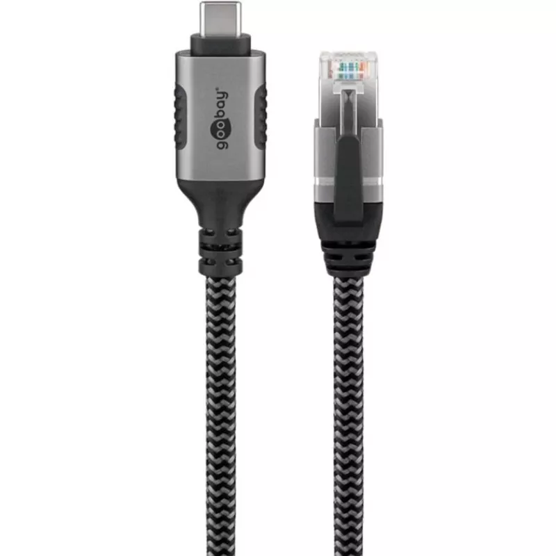 Goobay 70753 Cable USB-C a RJ45 Ethernet CAT 6 para conexión a internet por cable estable con router/módem/switch de red/sustituye adaptador USB a RJ45 / 1