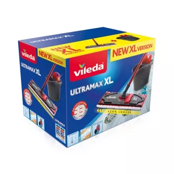 Fregona VILEDA Ultramax XL Box — cabezal giratorio de microfibra 360° lavable, plegable, para suelos duros