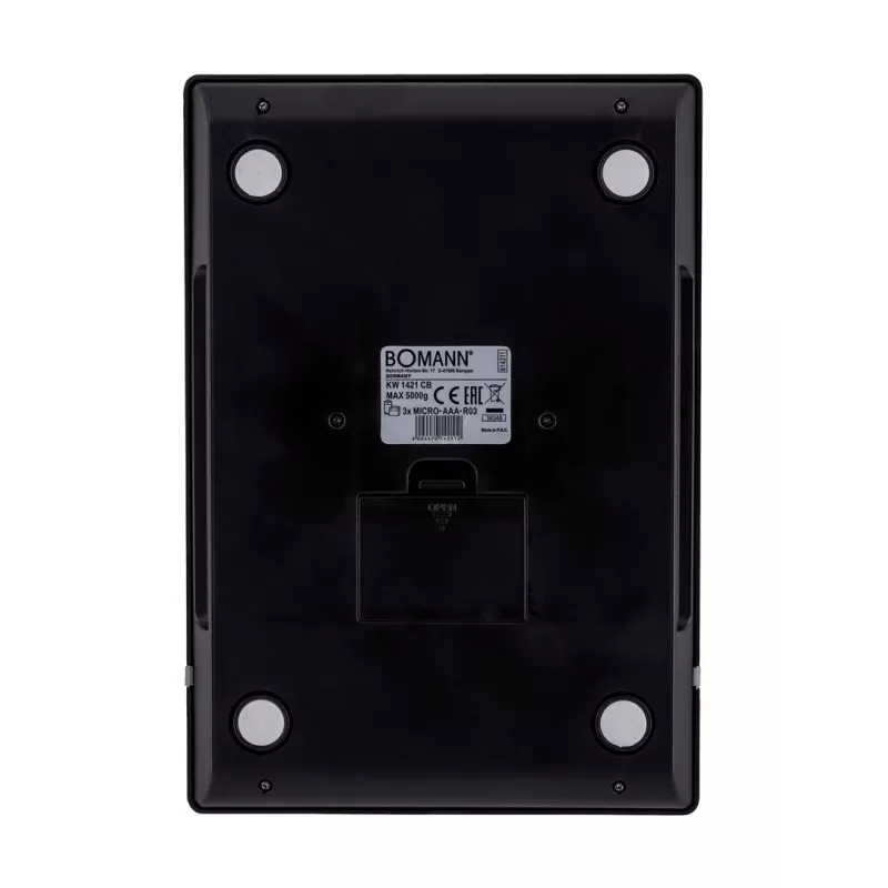 Bomann KW 1421 CB báscula de cocina, pantalla LCD, acero inoxidable, 160 x 230 x 18 mm, AAA, negra (614211)