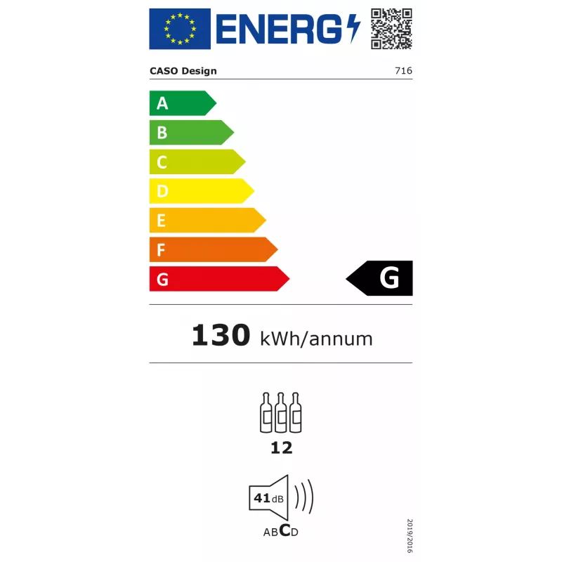 Caso | Vinoteca | WineExclusive 12 | Clase de eficiencia energética G | Capacidad de botellas 12 | Tecnología de refrigeración por compresor | Negro