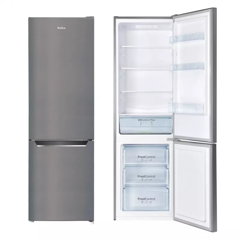 Frigorífico-congelador AMICA FK2525.4UNTX(E) independiente 250L, plata, congelador abajo, R600a
