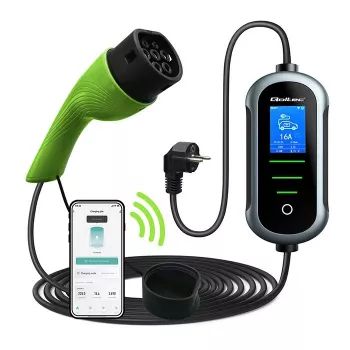 Cargador de vehículo eléctrico QOLTEC cargador de coche EV con Type2 ajustable 2en1 3,5 kW – cargador AC compacto, Type 2, 3,5 kW