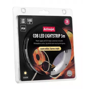 Tira LED Activejet AJE-COB 3m blanco cálido universal para interior