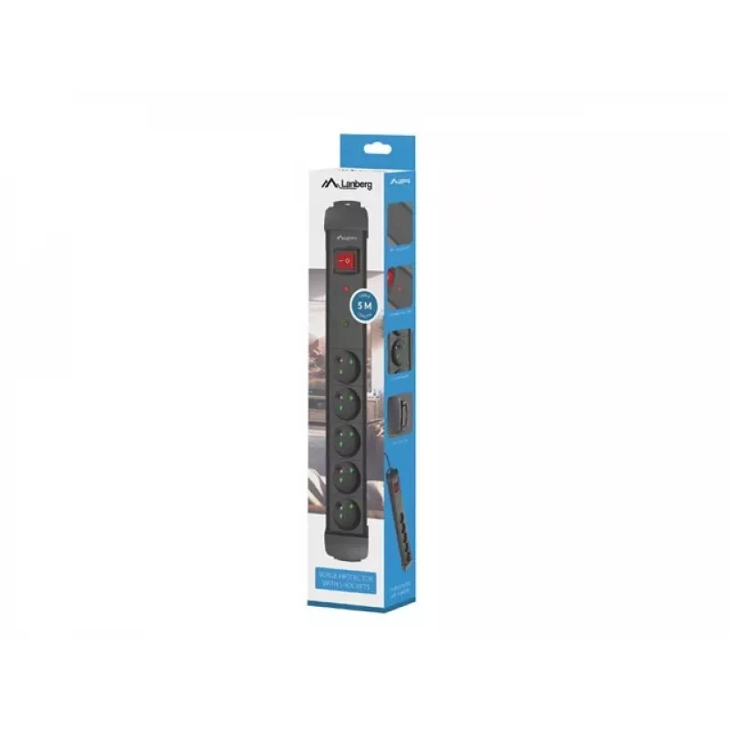 Regleta de enchufes 5,0 m 5x230 CZ SP1-05E-0500-B