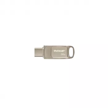 Memoria USB PATRIOT PS64GT560DS5D 64 GB USB 3.2 (USB-A y USB-C), carcasa giratoria de aleación de zinc, plata