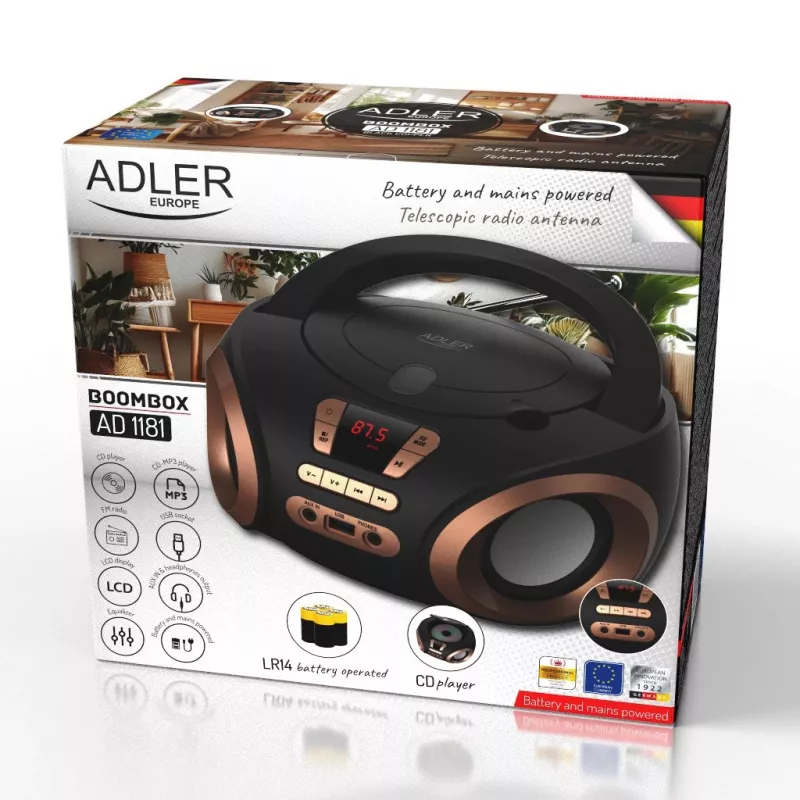 ADLER AD 1181bc - Reproductor de CD/MP3 (Boombox)