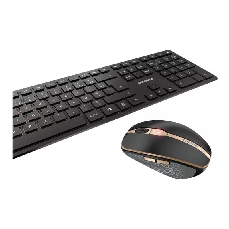 Teclado y ratón CHERRY DW 9100 fino universal RF inalámbrico + Bluetooth AZERTY francés negro