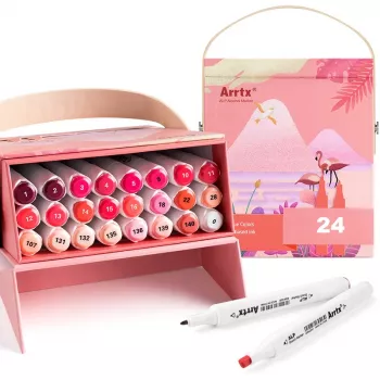 Rotuladores de doble punta Arrtx LC302253 — 24 colores (set de tonos rojos)