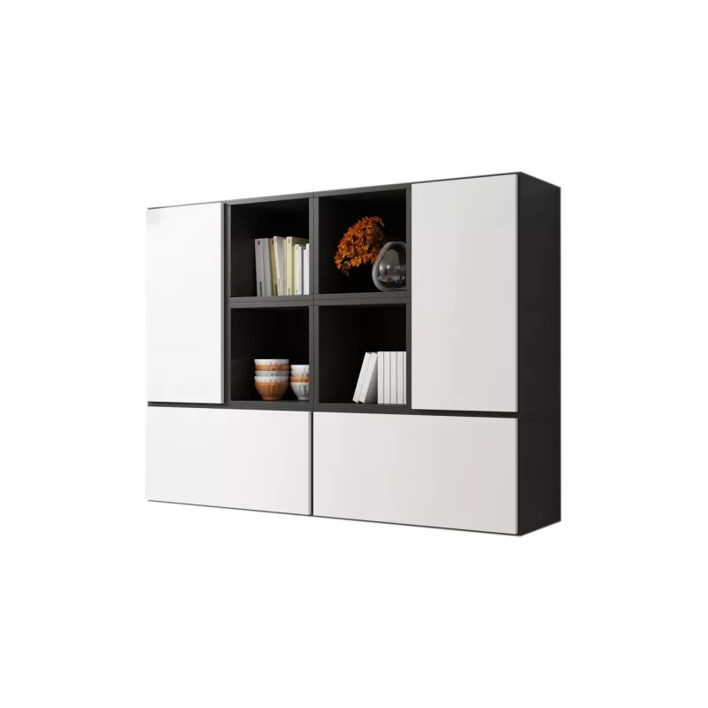 Conjunto de muebles de salón Cama ROCO 19 (4xRO3 + 4xRO6) negro/negro/blanco