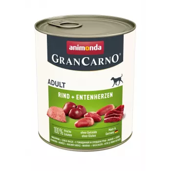 ANIMONDA GranCarno Adult Corazones de vacuno y pato – Comida húmeda para perros – 400 g