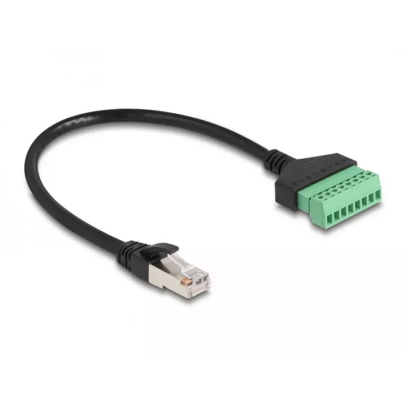 Cable DeLOCK RJ45 Cat.6 conector macho a adaptador de regletas de conexión 30 cm negro verde