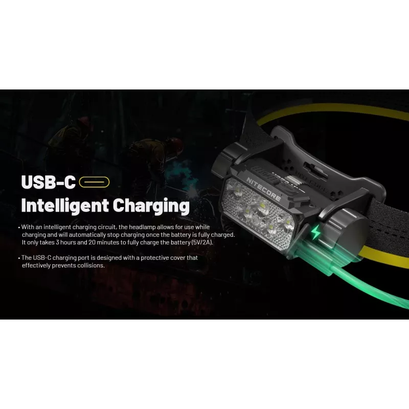 Nitecore HC70 UHE linterna frontal, 1600 lm, 6 LED, IP68, recargable por USB, aluminio, 172 g, negra