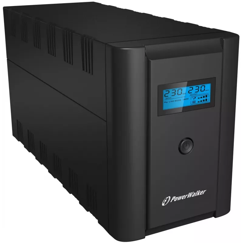 PowerWalker VI 1200 SHL SAI line-interactive 1200 VA (1,2 kVA), 600 W, 4 salidas (2x Schuko, 2x IEC C13), USB, LCD, negro