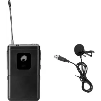 Micrófono de pinza Omnitronic UHF-E Series 534,1 MHz, micrófono de solapa omnidireccional para sistemas inalámbricos