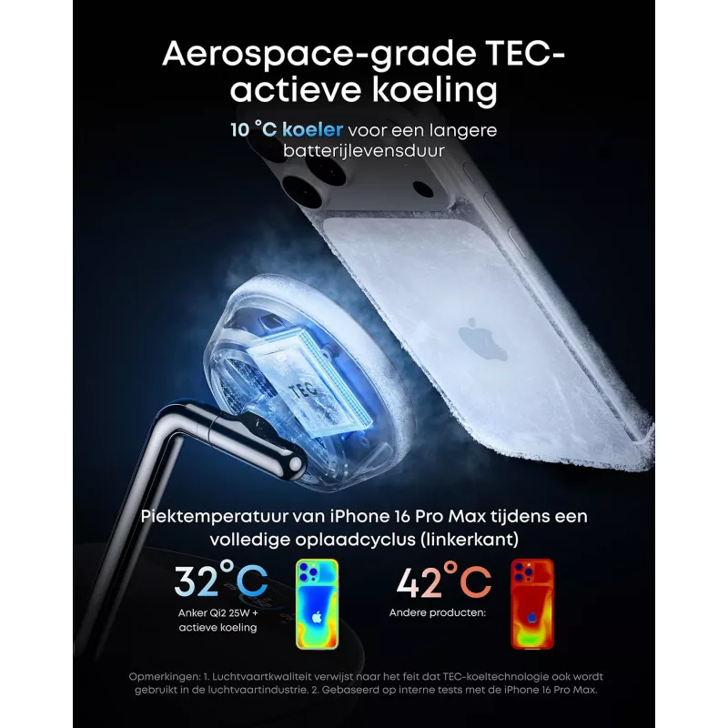 Anker Prime estación de carga inalámbrica Qi2.2 25W carga inalámbrica (3 en 1, MagGo, AirCool, soporte dock) incl. fuente de alimentación