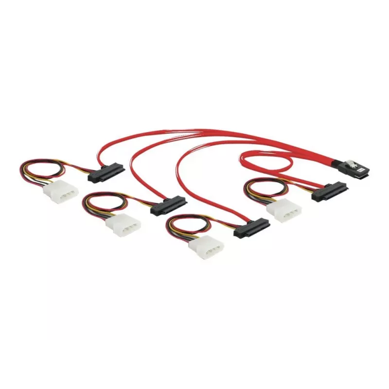 DeLOCK - Cable SAS interno (Serial Attached SCSI) - 4-Lane - 36 pines 4i Mini MultiLane - Alimentación interna, 4 pines, SAS interno, 29 pines (SFF-8482) - 50 cm (83059)