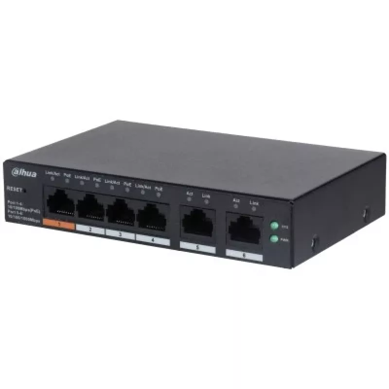 Conmutador de red Dahua Technology DH-CS4006-4ET-60 Managed L2 Gigabit Ethernet (10/100/1000) Power over Ethernet (PoE) negro
