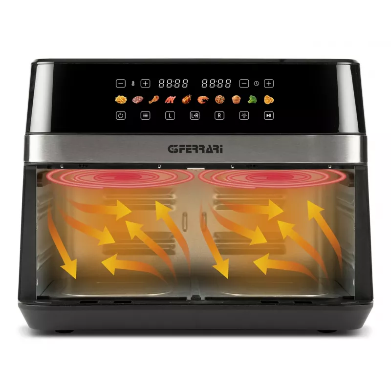 Freidora G3 Ferrari G10223 doble 12 L de pie 2200 W freidora de aire negro, acero inoxidable