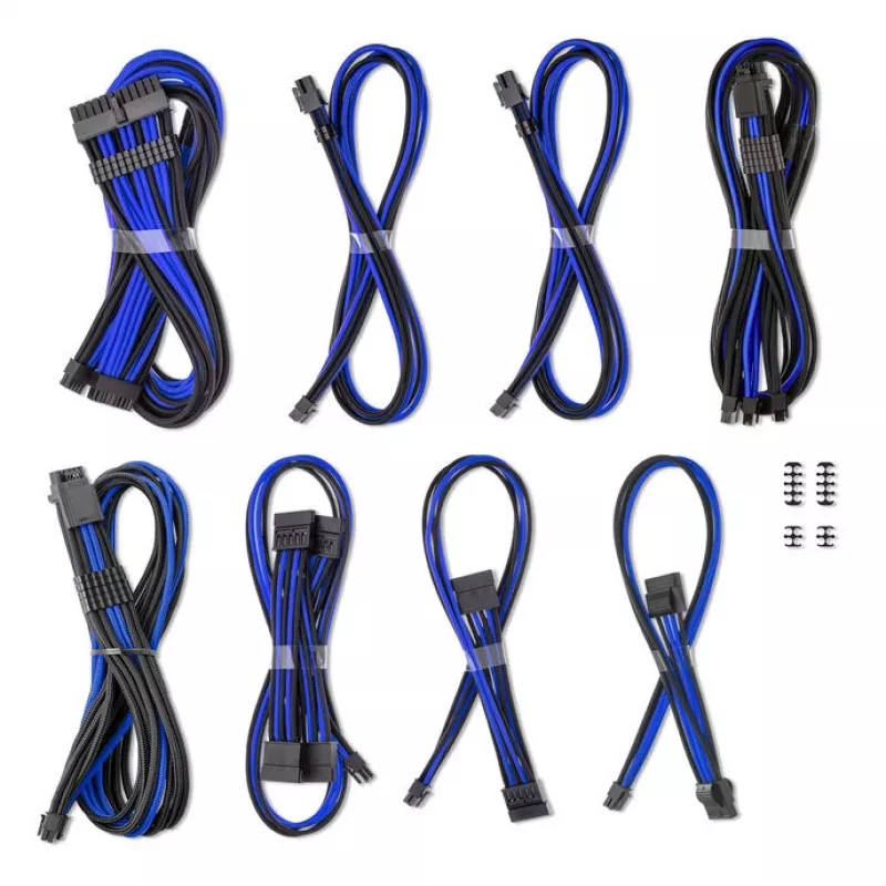 CableMod Dual Set 12V 2x6 pines para Corsair RMi/RMx – Kit de cables de alimentación con funda personalizada, azul