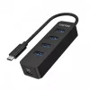 Hub USB Unitek uHUB Q4 — hub de 4 puertos USB 3.2 Gen 1 (Type-A), host USB-C, 5 Gbit/s, 10 W, negro
