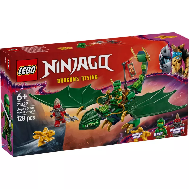 Juguete de construcción LEGO NINJAGO 71829 Dragón del Bosque Verde de Lloyd, 128 piezas, 2 minifiguras, a partir de 6 años
