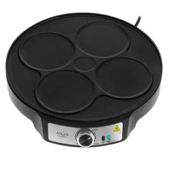 Adler AD 3093 Crepera eléctrica 2 en 1 de doble cara, 1600 W, Negra