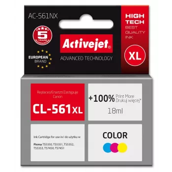 Activejet AC-561NX tinta (sustituto de Canon CL-561XL; Supreme; 18 ml; color: cian, magenta, amarillo)