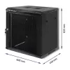 Qoltec 54488 Armario rack de pared de 19 pulgadas, 12U, 600 x 635 x 450 mm, puerta perforada