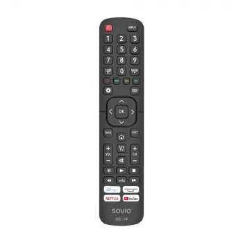 Mando a distancia universal SAVIO RC-14 para Hisense Smart TV, IR inalámbrico, compatible con 14 dispositivos, alcance de hasta 10 m, negro
