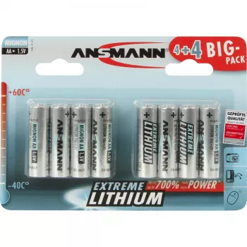 Pila de un solo uso Ansmann 4+4 litio AA