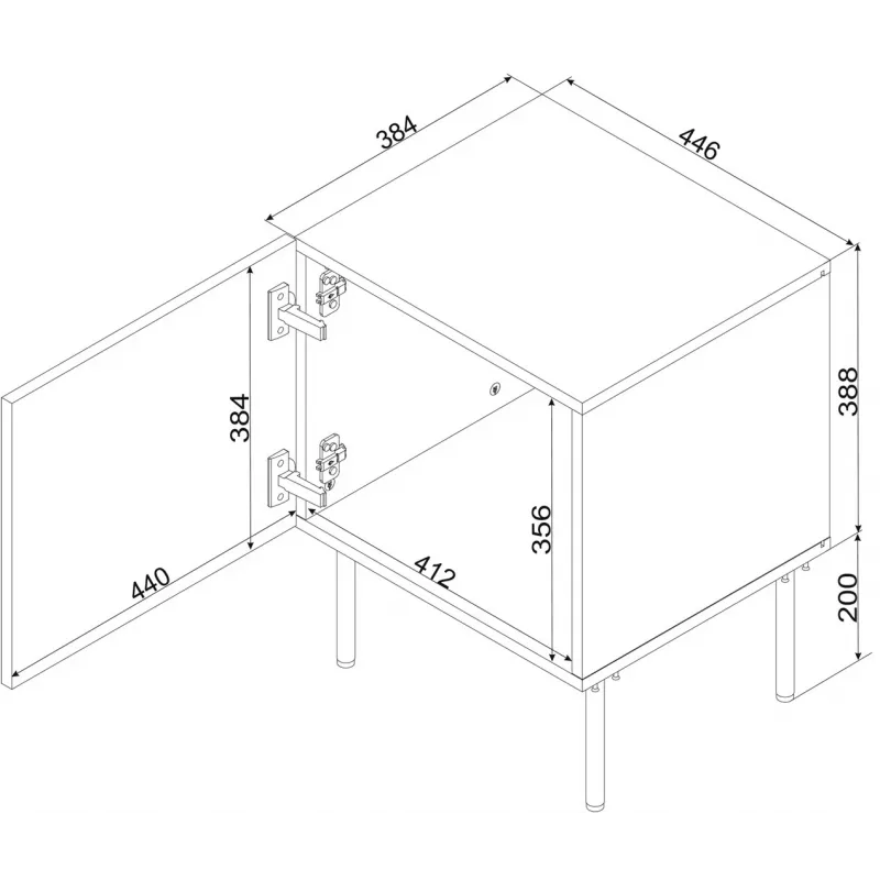 Set de mesitas de noche 2 uds. Cama Meble ISLA 44,5×40×59 cm negro mate MDF/aglomerado