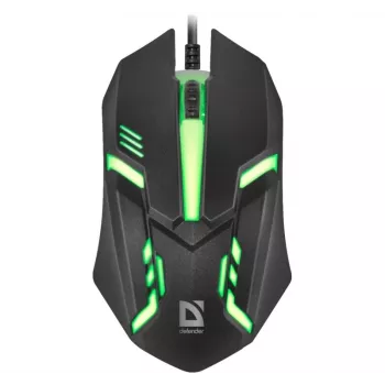 Ratón óptico con cable DEFENDER CYBER MB-560L — ambidiestro, 1200 DPI, USB Type-A, 2 botones, negro