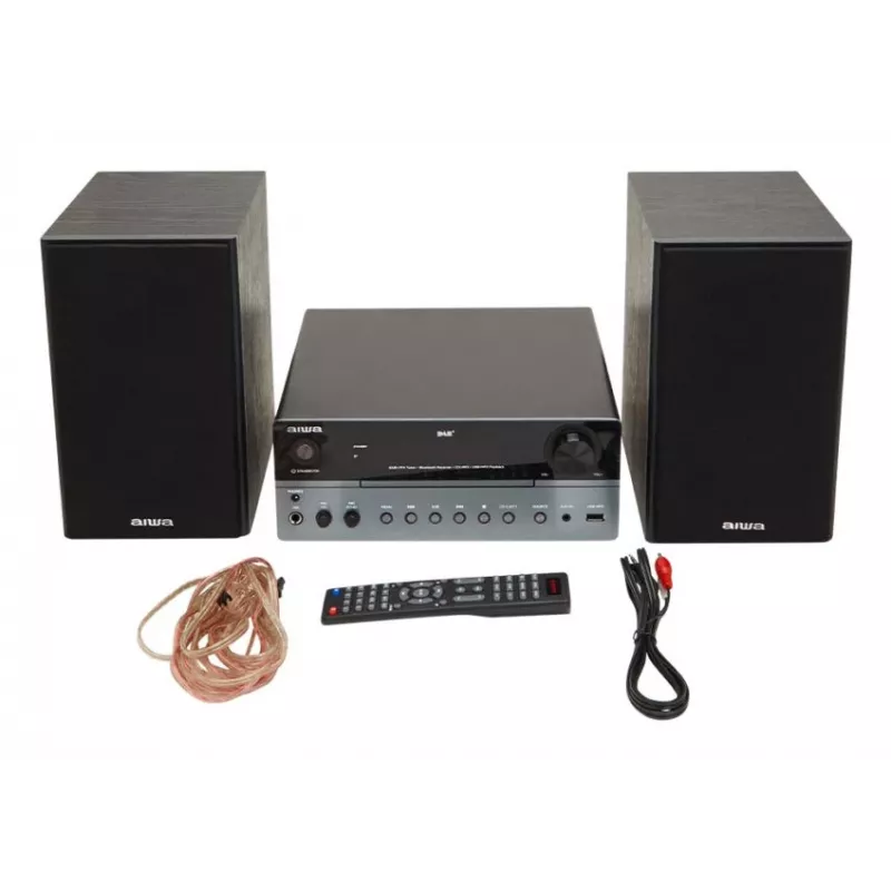 Microcadena de audio doméstico Aiwa MSBTU-700DAB — 25 W RMS, DAB+/FM, Bluetooth 10 m, bandeja CD, indicador LED, negro/azul ártico