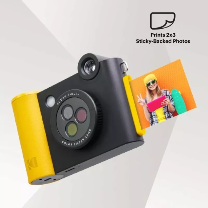 Cámara instantánea Kodak SMILE+ 2x3 Negra — cámara instantánea portátil con copias 2×3