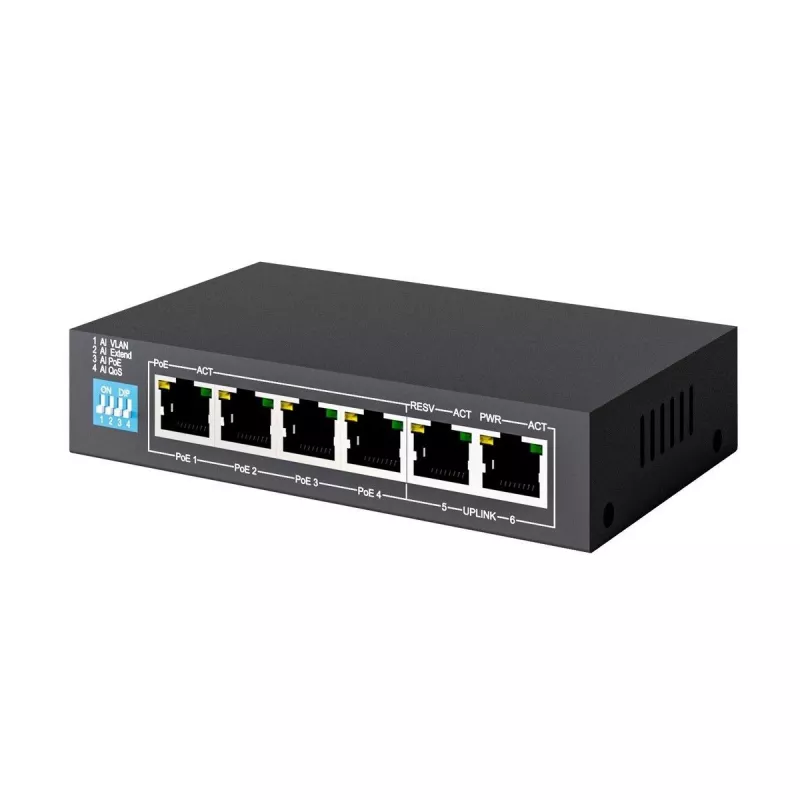 Switch no gestionado Extralink EUROS V2 4x 100Mb/s PoE/PoE+