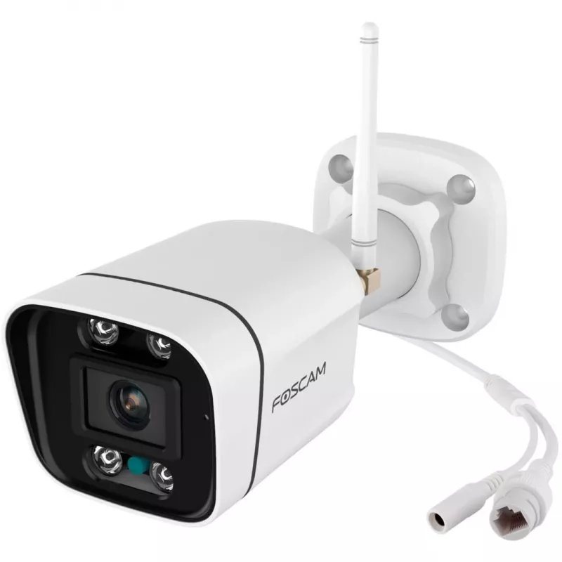 Cámara de vigilancia Wi-Fi Foscam V8P blanca 8MP (3840x2160), WLAN de doble banda, foco y sirena de alarma integrados (V8P-W)