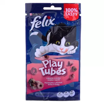 Felix Play Tubes pavo y jamón 50 g – snack seco para gatos