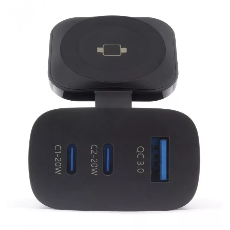 Cargador móvil RealPower 450476 batería portátil, smartwatch, tablet negro AC carga inalámbrica carga rápida interior
